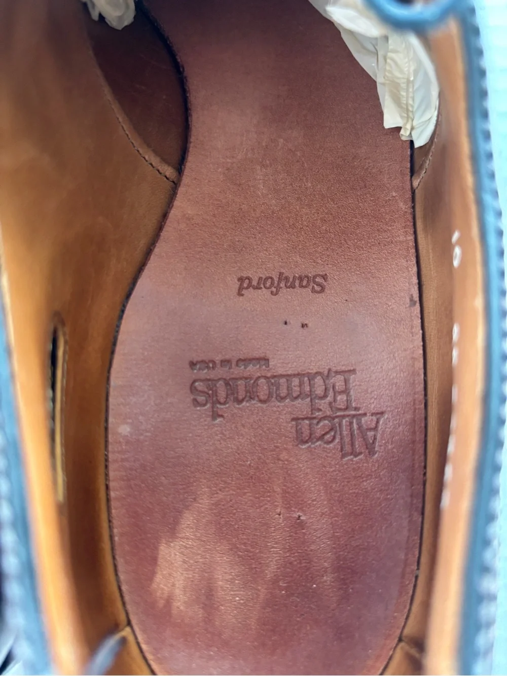 Allen Edmonds Stratton Brouge Cap Toe Oxfords Size 10 AA Burgundy Leather Sole
